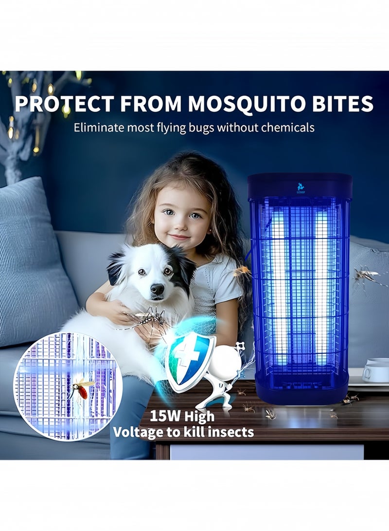 ليشب 3800V مزدوجة 15W البعوض محاصرة البعوض القاتل الكهربائية ، ذبابة القاتل ، في الأماكن المغلقة في الهواء الطلق الحشرات الطائرة ، عالية الطاقة الأشعة فوق البنفسجية البعوض القاتل ، مناسبة للأسر ، فناء ، الفناء الخلفي ، والتخييم - Image 3