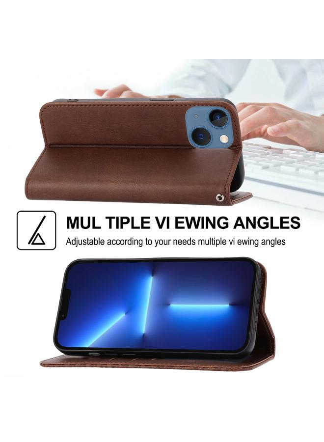 Zaboon Case For iPhone 13 mini Cubic Grid Calf Texture Magnetic Closure Leather Phone Case - Image 5