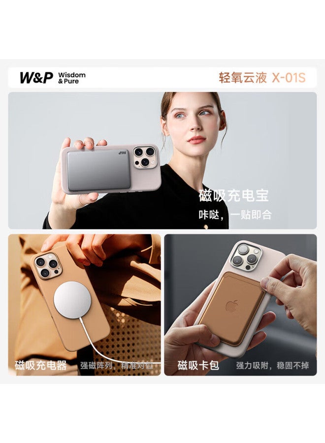 W&P Magnetic Liquid Silicone Full Protection Case For Iphone 16 Pro, Skin-Friendly Soft Shell Anti-Drop Cover For Men And Women, Black Grey