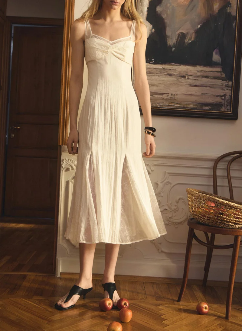 Lichi  Midi dress with straps and lace lining for Women | Best Price UAE