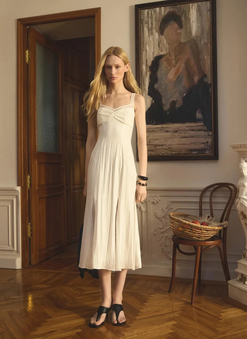 Lichi  Midi dress with straps and lace lining for Women | Best Price UAE