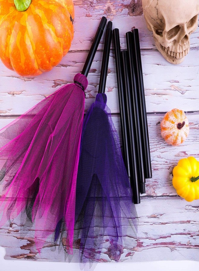 Elcoho 2 Pieces Retractable Halloween Witch Broom Plastic Splicing Broom for Witches Wizard Cosplay Broomstick Props for Halloween Costume Decoration - Image 4