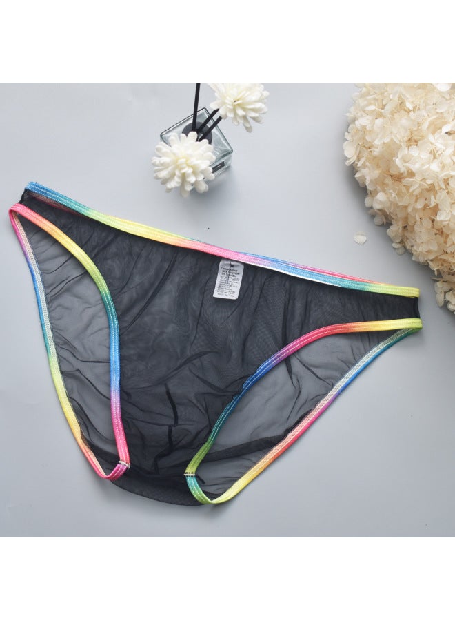 Adult Couple Men's Fun Briefs Super Transparent Men's Underwear Mesh Rainbow Edge B903