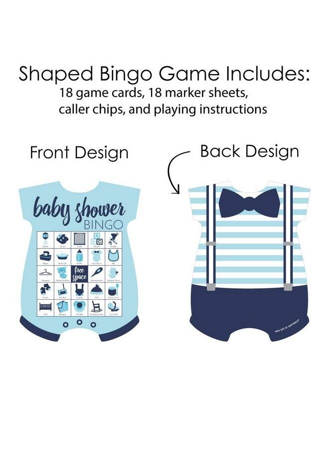 Big Dot of Happiness Baby Boy Picture Bingo Cards And Markers Blue Baby Shower Shaped Bingo Game Set Of 18  - Image 4