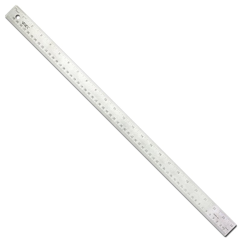 VINCA SSRN-24 Stainless Steel Office Drawing Ruler 0-24 Inch 0-60cm with Non Slip Cork Base Measuring Tool - Image 1