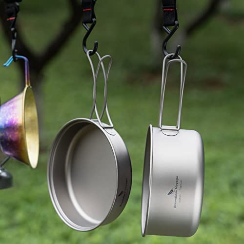 usharedo Portable Mug Titanium Pot Pan Set with Folding Handles Camping Hiking Outdoor Cup Tableware ti2042c - Image 5