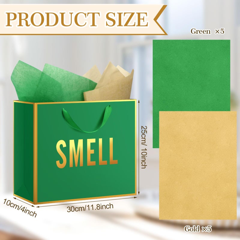 Kolldenn 5 Senses Gift Bags for Him Her Five Senses Gift Bag with Ribbon Handles and Tissue Paper Present Wrappings for Valentine Wedding Birthday Mothers Day(Green,11.8 x 10 x 4 Inch) - Image 2