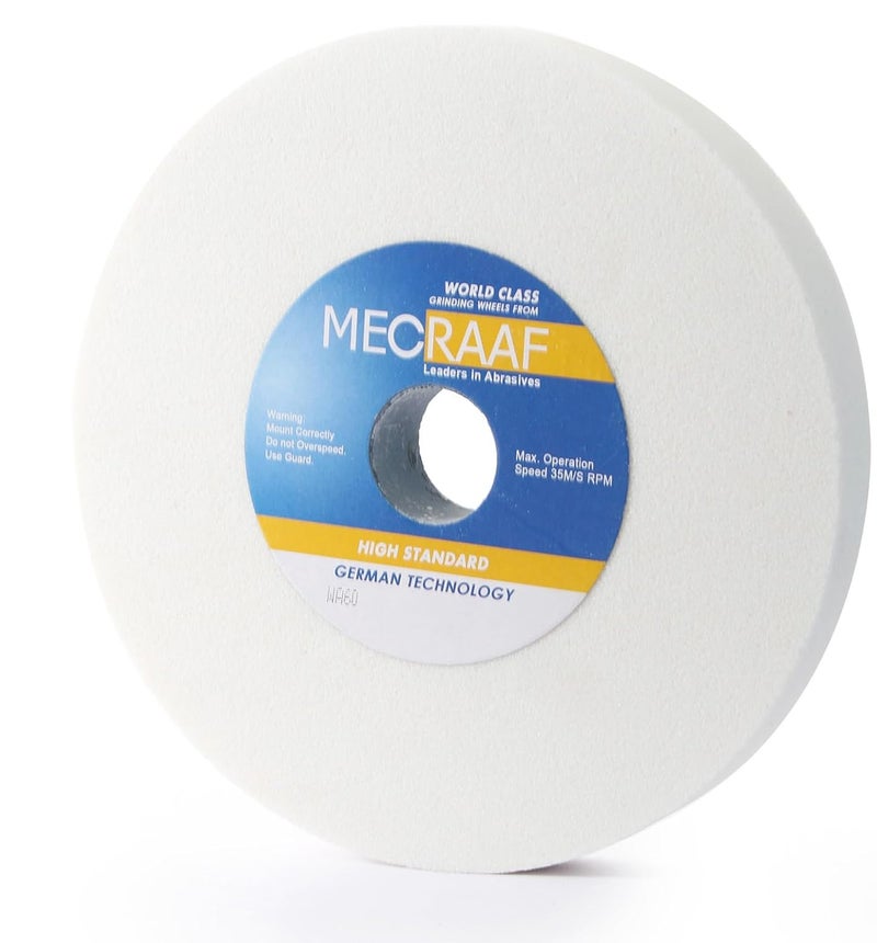 MECRAAF ® 6 بوصة عجلة طحن سطحية | عجلة طحن بيضاء من الكورندوم مناسبة لتطبيقات الفولاذ | أكسيد الألمنيوم الأبيض | 60 حبيبة | سمك 1/2 بوصة (13 مم) - Image 1