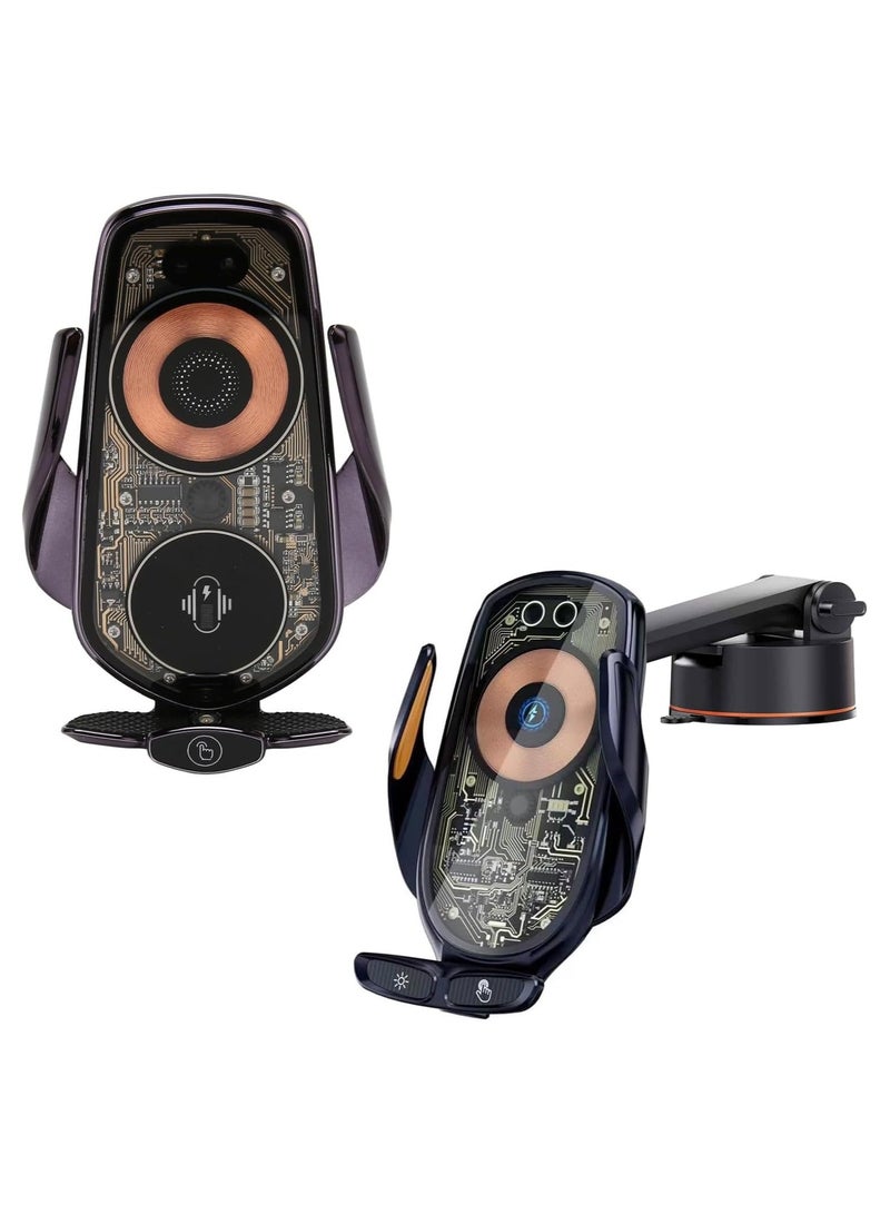 WINCA 2 Wireless Charger Car Centrt Console and Car Air Vent Mount Holder Cradle Magnetic Charging Pad 360 Degree Rotation Universal Cell Phone Mount Compatible Phone, Black - Image 1