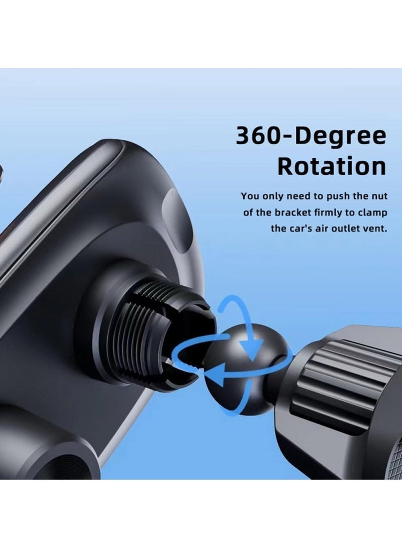 WINCA 2 Wireless Charger Car Centrt Console and Car Air Vent Mount Holder Cradle Magnetic Charging Pad 360 Degree Rotation Universal Cell Phone Mount Compatible Phone, Black - Image 2