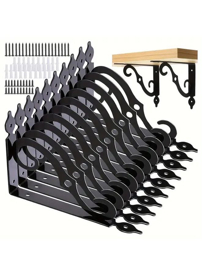 10 Pack 5.5x4.3 Inch Heavy Duty Black Metal Shelf Brackets L Shaped Floating Shelf Supports - Image 2