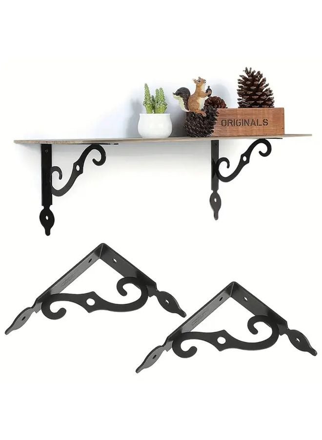 10 Pack 5.5x4.3 Inch Heavy Duty Black Metal Shelf Brackets L Shaped Floating Shelf Supports - Image 3