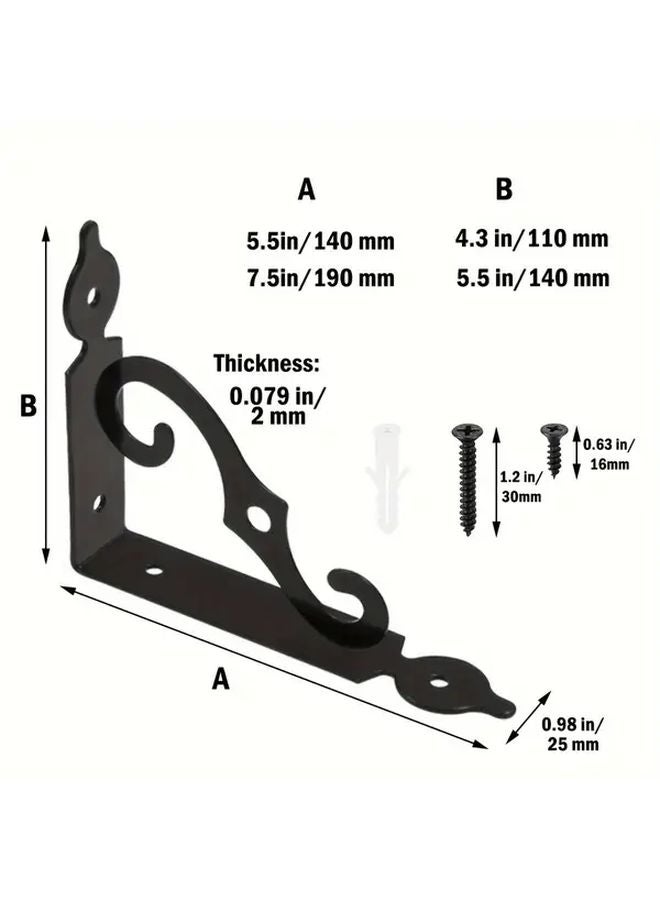 10 Pack 5.5x4.3 Inch Heavy Duty Black Metal Shelf Brackets L Shaped Floating Shelf Supports - Image 4