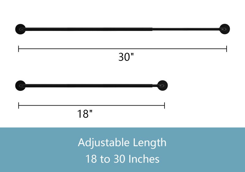TYRON TYRON TYRON 2 Pack Magnetic Curtain Rod for Metal Doors Adjustable 18-30 Inch, 3/8 in. Diameter, French Door Magnetic Curtain Rods, Magnetic Cafe Rod(Black) - Image 2