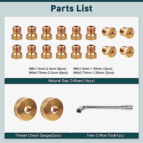GASPRO Natural Gas Conversion Kit, Propane to NG Orifices Nozzle, for Blackstone 28'' & 36'' Griddles, Rangetop Combo, Tailgater, DIY Burner Replacement Parts - Image 2