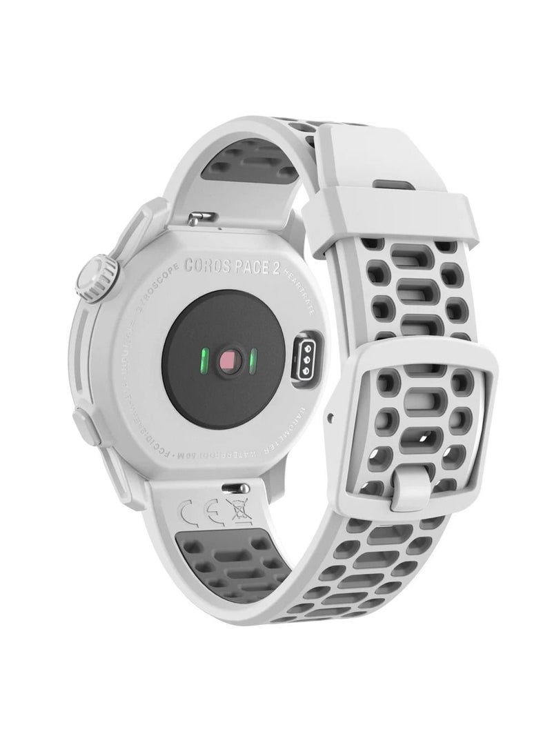 COROS - COROS PACE 2 Premium GPS Sport Watch with Nylon or Silicone Band, Heart Rate Monitor, 30h Full GPS Battery, Barometer, ANT+ & BLE Connections, Strava, Stryd & TrainingPeaks (White - Silicone Strap) - Image 1