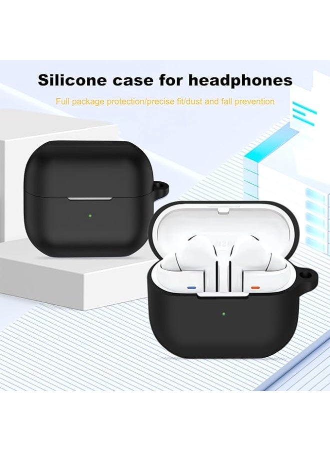 حافظة لهاتف Samsung Galaxy Buds 3/3 Pro، حافظة واقية من السيليكون الناعم المقاوم للصدمات والخدوش مع حلقة تثبيت متوافقة مع Samsung Galaxy Buds 3/3 Pro (أسود) - Image 4