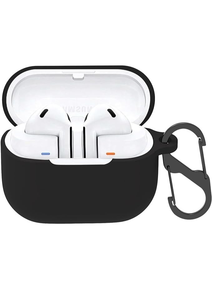 حافظة لهاتف Samsung Galaxy Buds 3/3 Pro، حافظة واقية من السيليكون الناعم المقاوم للصدمات والخدوش مع حلقة تثبيت متوافقة مع Samsung Galaxy Buds 3/3 Pro (أسود) - Image 1