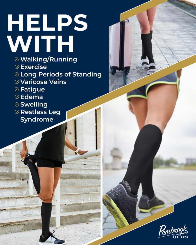 Pembrook Plus Size Compression Socks Wide Calf - 3 Pairs - Black Men's Compression Socks - Image 4