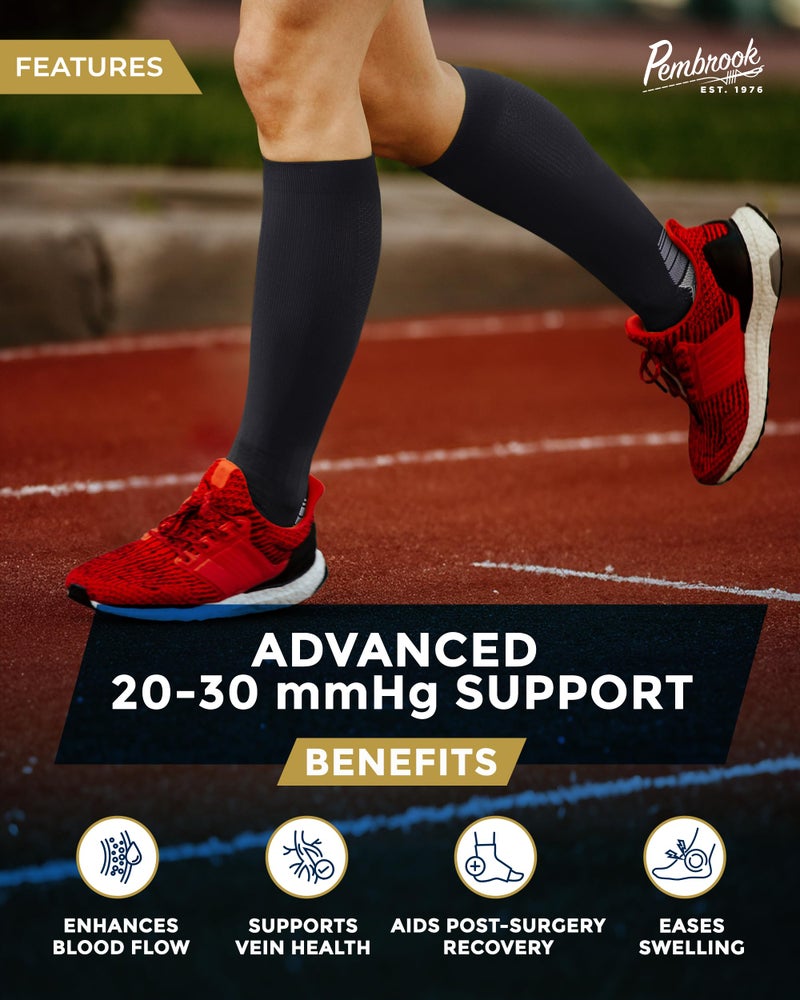 Pembrook Plus Size Compression Socks Wide Calf - 3 Pairs - Black Men's Compression Socks - Image 2