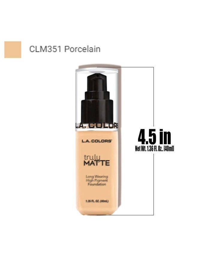 LA Colors - 1 L.A. Colors [ CLM351 Porcelain ] Truly Matte Liquid Foundation Powder Like Finish + Free Zipper Bag - Image 1