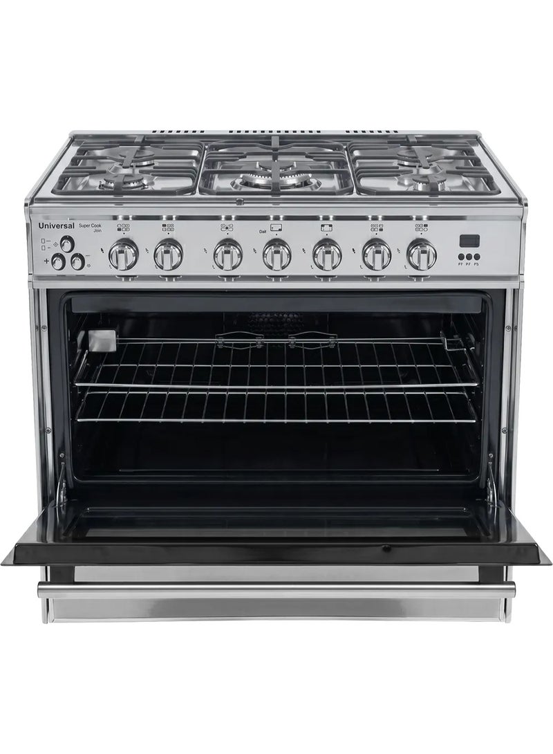 Universal Super Class Plus Gas Cooker, 5 Burners, 90 cm, Stainless Steel - 2905F-7PD - Image 4