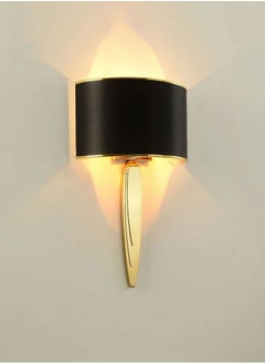 Wall lighting, golden frame, angular shape, curved square fabrica shade, black color BJ025