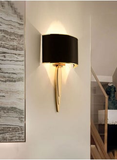 ٍSiera Light Wall lighting, golden frame, angular shape, curved square fabrica shade, black color BJ025  - Image 2