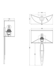 ٍSiera Light Wall lighting, golden frame, angular shape, curved square fabrica shade, black color BJ025  - Image 3