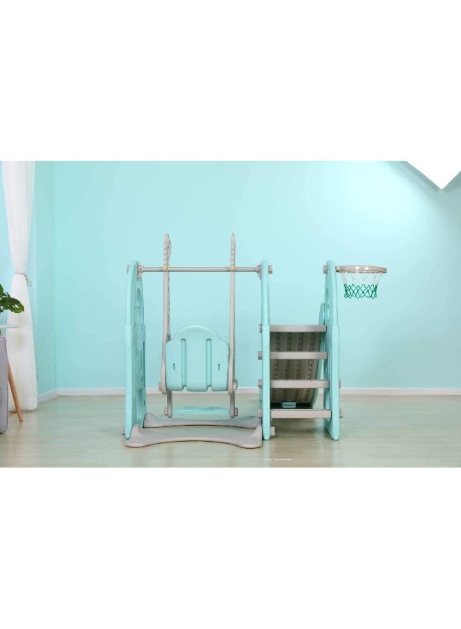 Rainbow Toys RBW TOYS Swing and Slide With Basketball Set Multi Color For Kids Activities Mini Playground (Blue) - Image 3