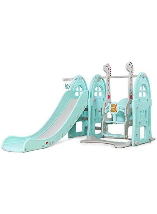 Rainbow Toys RBW TOYS Swing and Slide With Basketball Set Multi Color For Kids Activities Mini Playground (Blue) - Image 4