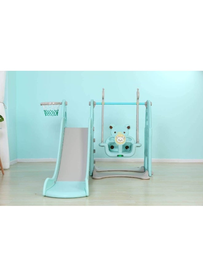 Rainbow Toys RBW TOYS Swing and Slide With Basketball Set Multi Color For Kids Activities Mini Playground (Blue) - Image 2