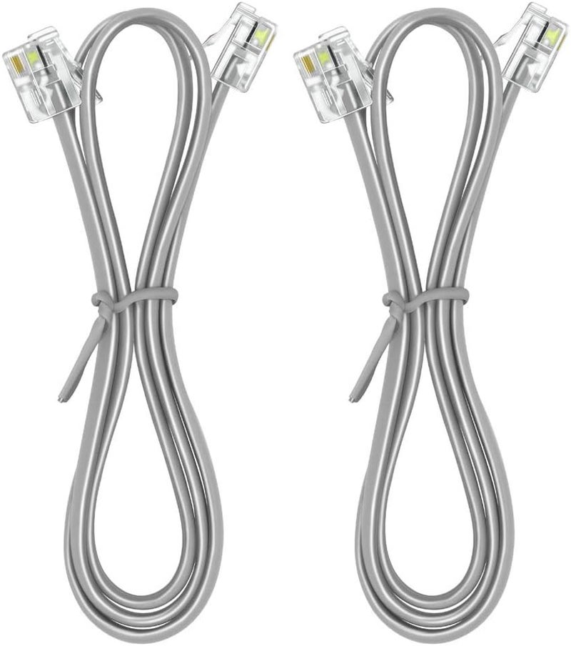 NECABLES 2Pack Phone Cord 1ft Telephone Cord Phone Cable RJ11 6P4C Male to Male for Landline and Fax - 1 Foot - Image 2