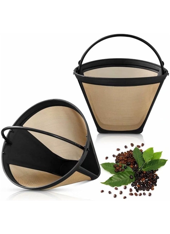 Generic 2 Pack 6-12 Cup Cone Coffee Filters Basket Permanent Replacement Coffee Filters with Stainless Steel Mesh  - Image 2
