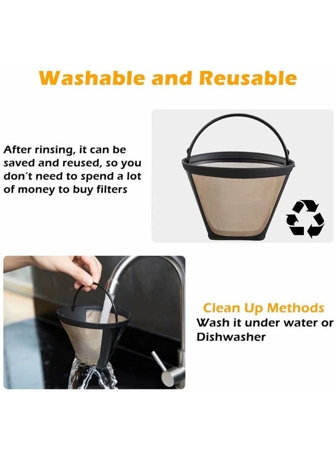 Generic 2 Pack 6-12 Cup Cone Coffee Filters Basket Permanent Replacement Coffee Filters with Stainless Steel Mesh  - Image 5