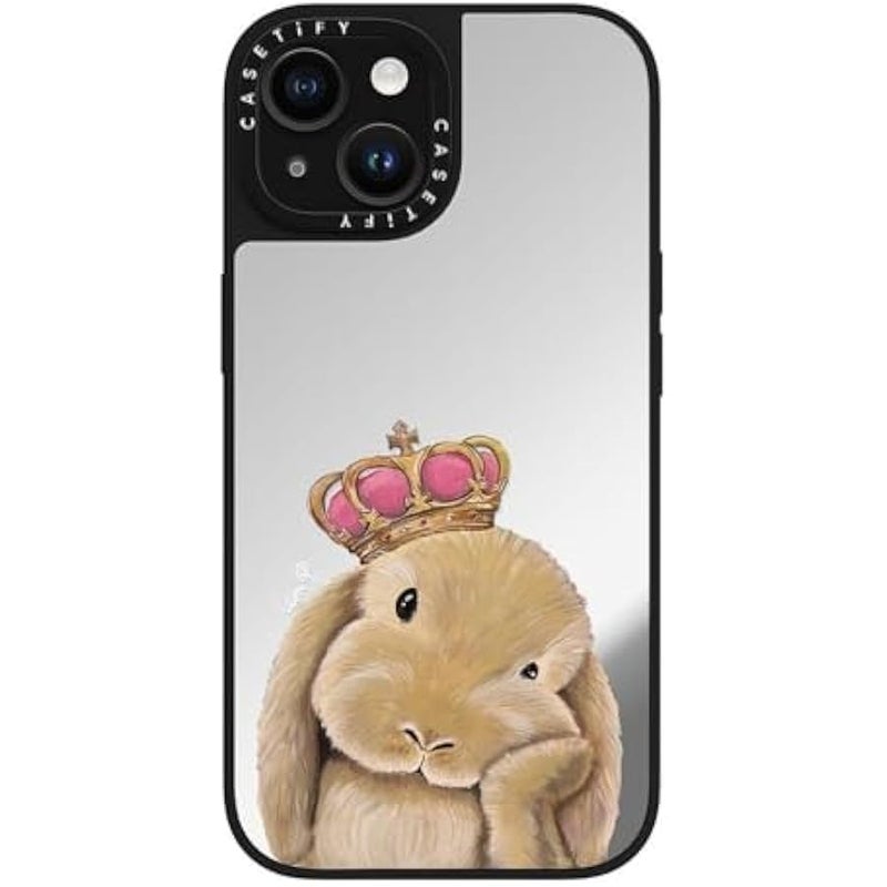 Casetify Mirror iPhone 15 Case 【Reflective / 4.9ft Drop Protection/Compatible with Magsafe】 - Gloomie Bunny by LeonLollipop - Silver on Black - Image 5