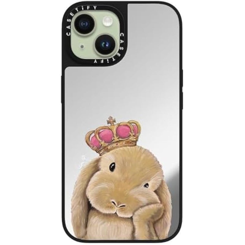 Casetify Mirror iPhone 15 Case 【Reflective / 4.9ft Drop Protection/Compatible with Magsafe】 - Gloomie Bunny by LeonLollipop - Silver on Black - Image 3