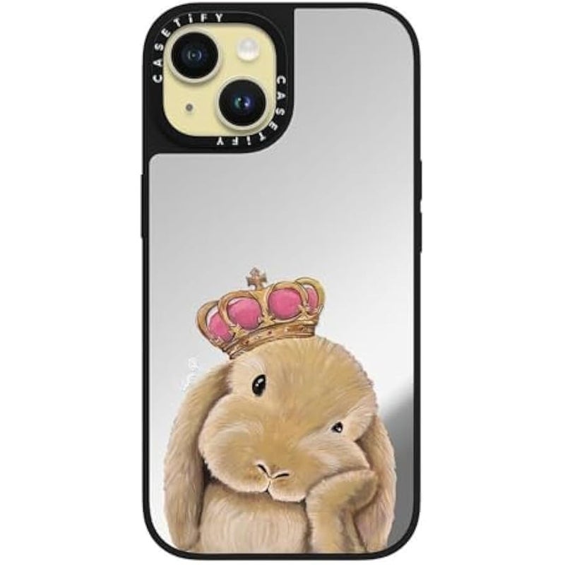 Casetify Mirror iPhone 15 Case 【Reflective / 4.9ft Drop Protection/Compatible with Magsafe】 - Gloomie Bunny by LeonLollipop - Silver on Black - Image 2