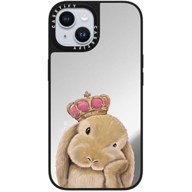 Casetify Mirror iPhone 15 Case 【Reflective / 4.9ft Drop Protection/Compatible with Magsafe】 - Gloomie Bunny by LeonLollipop - Silver on Black - Image 4