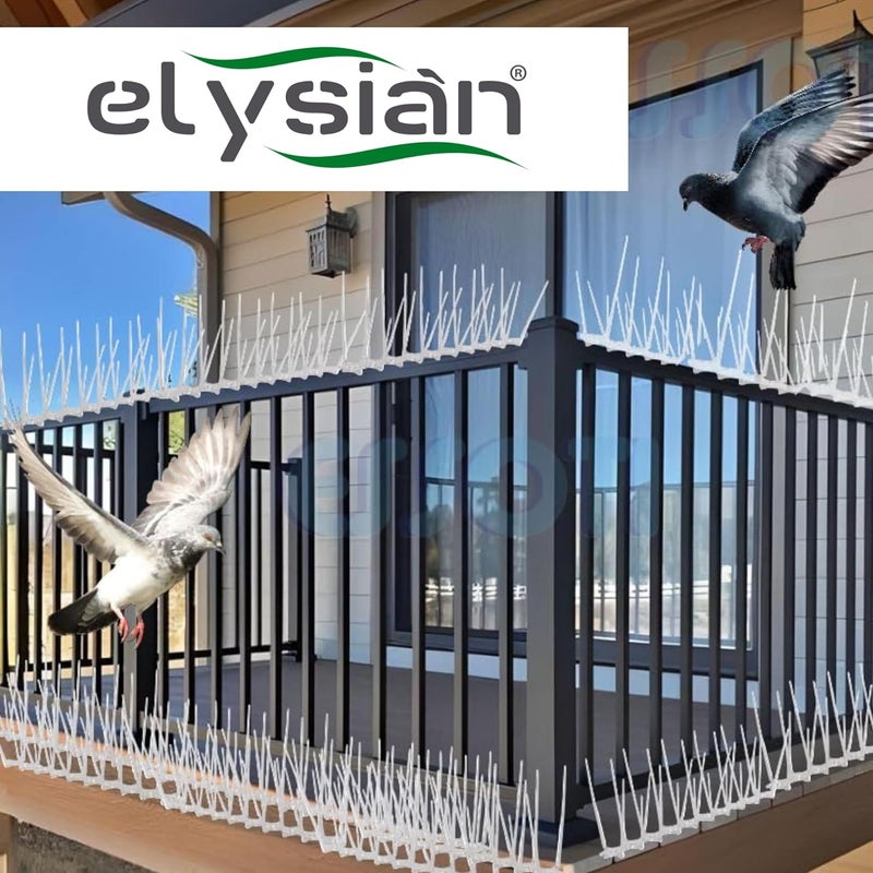 Elysian مسامير طرد الطيور من البولي كربونات، مسامير التحكم في الطيور، مسامير الحمام، مسامير بولي كربونات 30 × 11 × 12 سم (1 قطعة)، فضي - Image 2