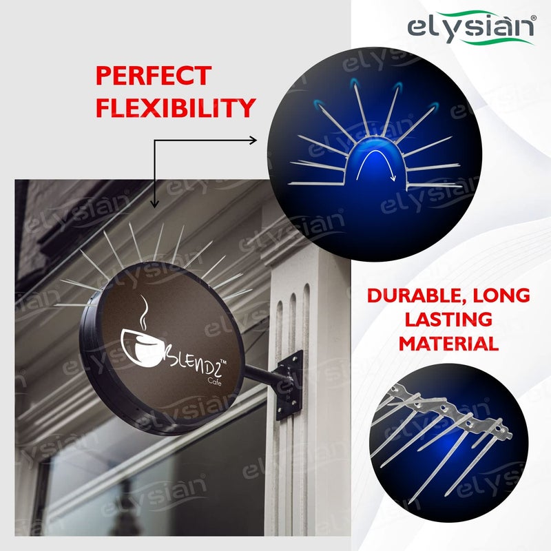 Elysian مسامير طرد الطيور من البولي كربونات، مسامير التحكم في الطيور، مسامير الحمام، مسامير بولي كربونات 30 × 11 × 12 سم (1 قطعة)، فضي - Image 3