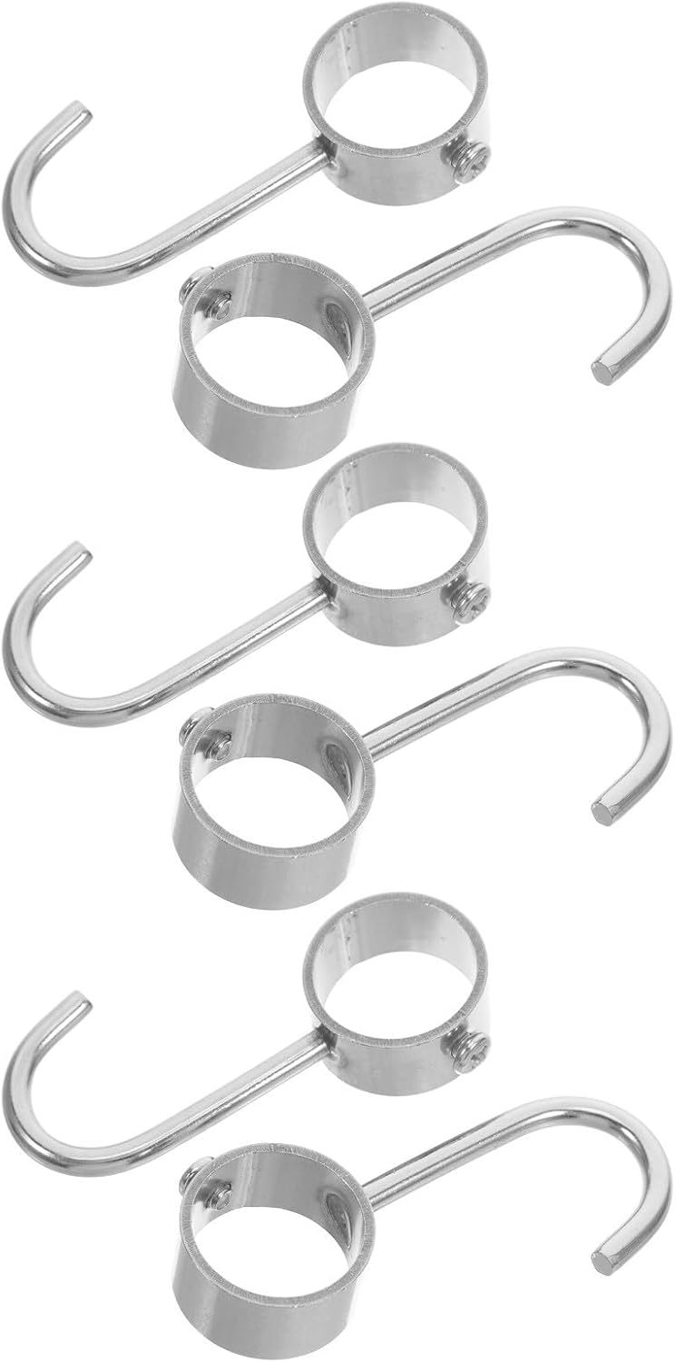 BESTonZON Stainless Steel Round Tube Hanging Hooks 25mm Diameter Heavy Duty Rod Hangers for Clothes Towels Kitchen Utility Closet 6pcs - Image 1