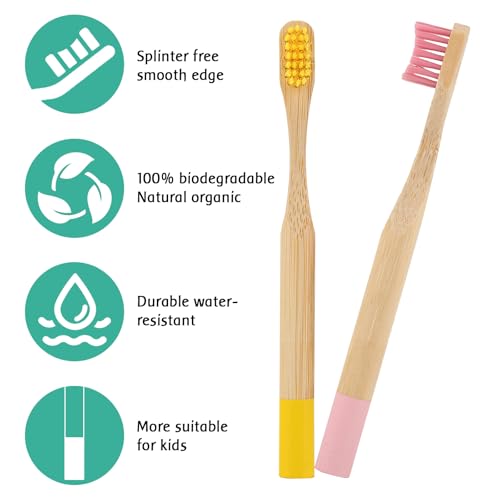 EcoFrenzy - Kids Bamboo Toothbrush - Child Size Soft BPA Free Color Safe Bristles (8 Pack) - Image 3