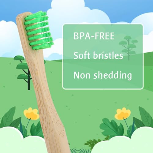 EcoFrenzy - Kids Bamboo Toothbrush - Child Size Soft BPA Free Color Safe Bristles (8 Pack) - Image 5