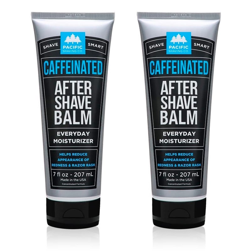 Pacific Shaving Company Caffeinated Aftershave, Men's Grooming Product - Antioxidant Daily Face Lotion + After Shave - Soothing Aloe & Spearmint Post Shave Balm for Sensitive Skin (7 Oz, 2 Pack) - Image 1