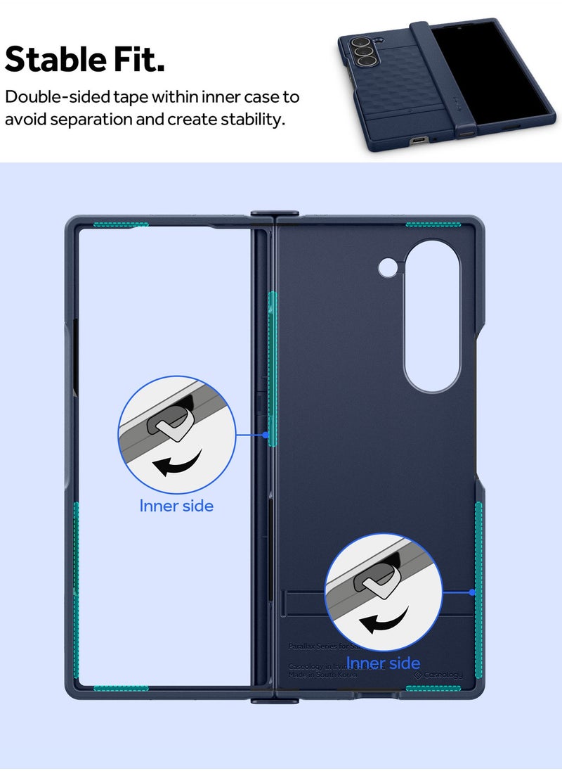 Parallax for Samsung Galaxy Z Fold 6 Case Cover (2024) with Hinge Protection - Midnight Blue