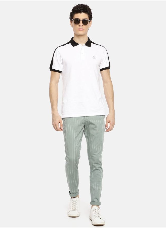 The Indian Garage Co Men Slim Fit Vertical Striped Mid-Rise Chinos  - Image 5