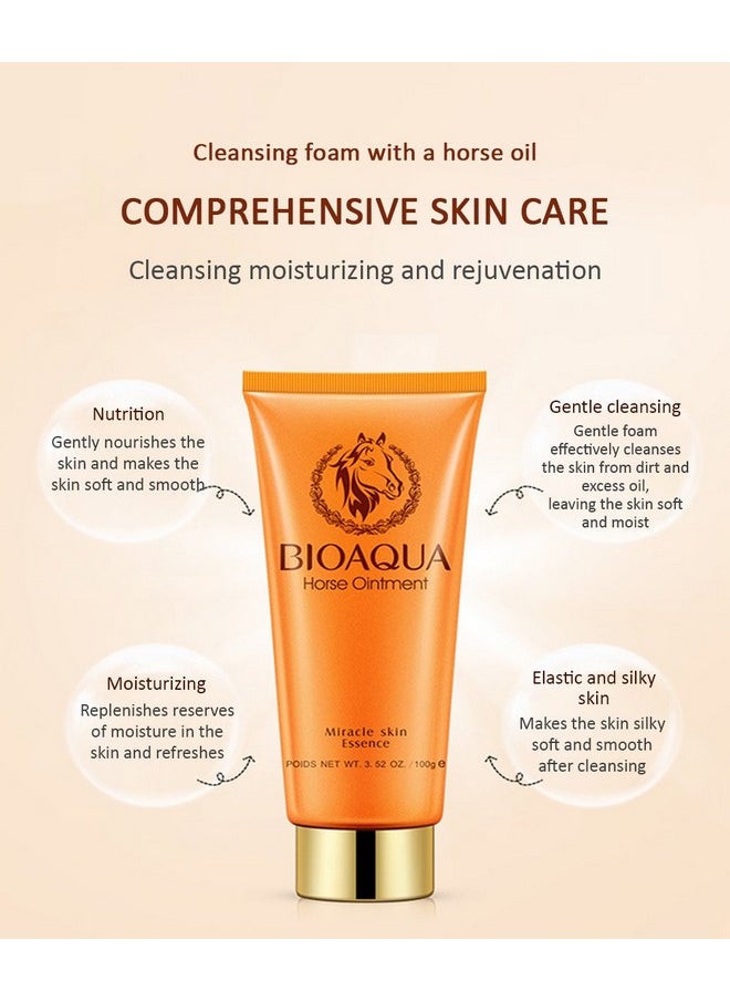 BIOAQUA - Horse Oil Ointment Miracle Skin Care Essence Сleansing Foam Rejuvenation Nourishes Care Mild 100G - Image 1