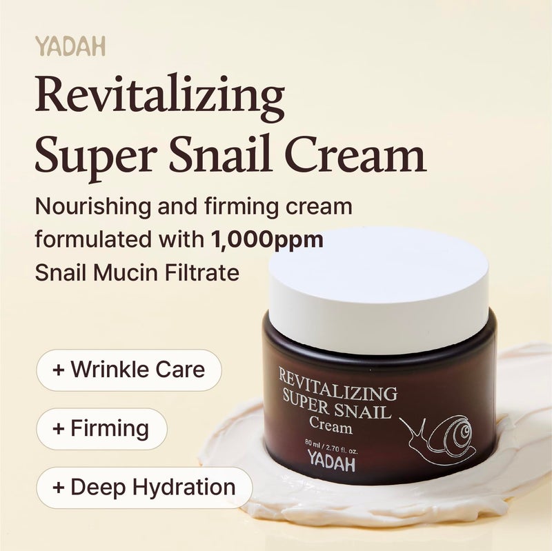 YADAH Revitalizing Super Snail Cream 2.7fl oz â€“ Lightweight Moisturizer with Snail Mucin, Adenosine & Shea Butter for Hydration, Skin Texture & Nourished Look - Image 2