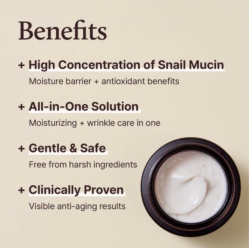 YADAH Revitalizing Super Snail Cream 2.7fl oz â€“ Lightweight Moisturizer with Snail Mucin, Adenosine & Shea Butter for Hydration, Skin Texture & Nourished Look - Image 4